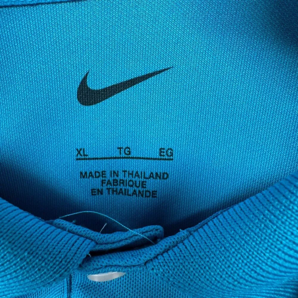 NIKE Polo Shirt Mens Extra Large Blue Short Sleeve Golf Dri-Fit Outdoor Top NWT